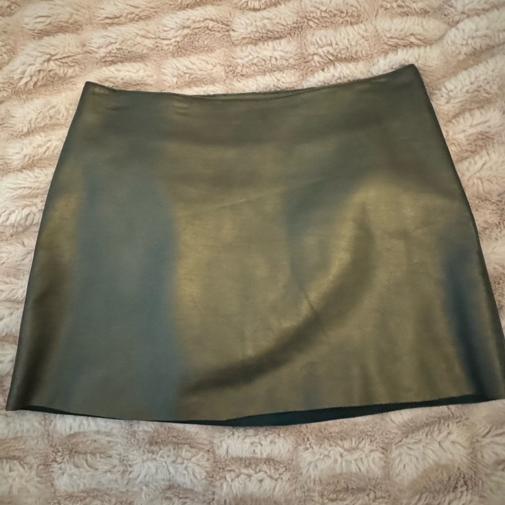 Leather gold mini a line skirt